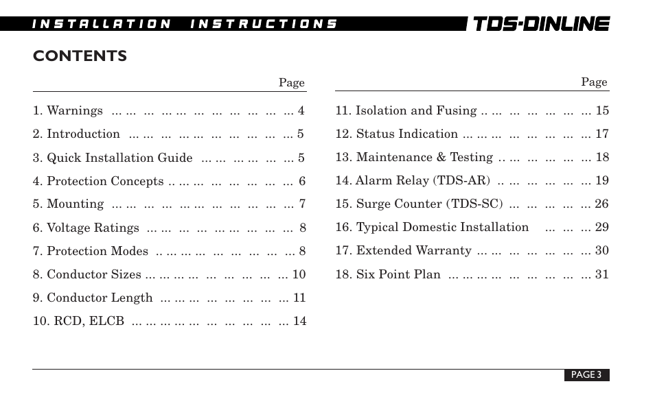 ERICO TDS-DINLINE Surge Suppressor User Manual | Page 3 / 32