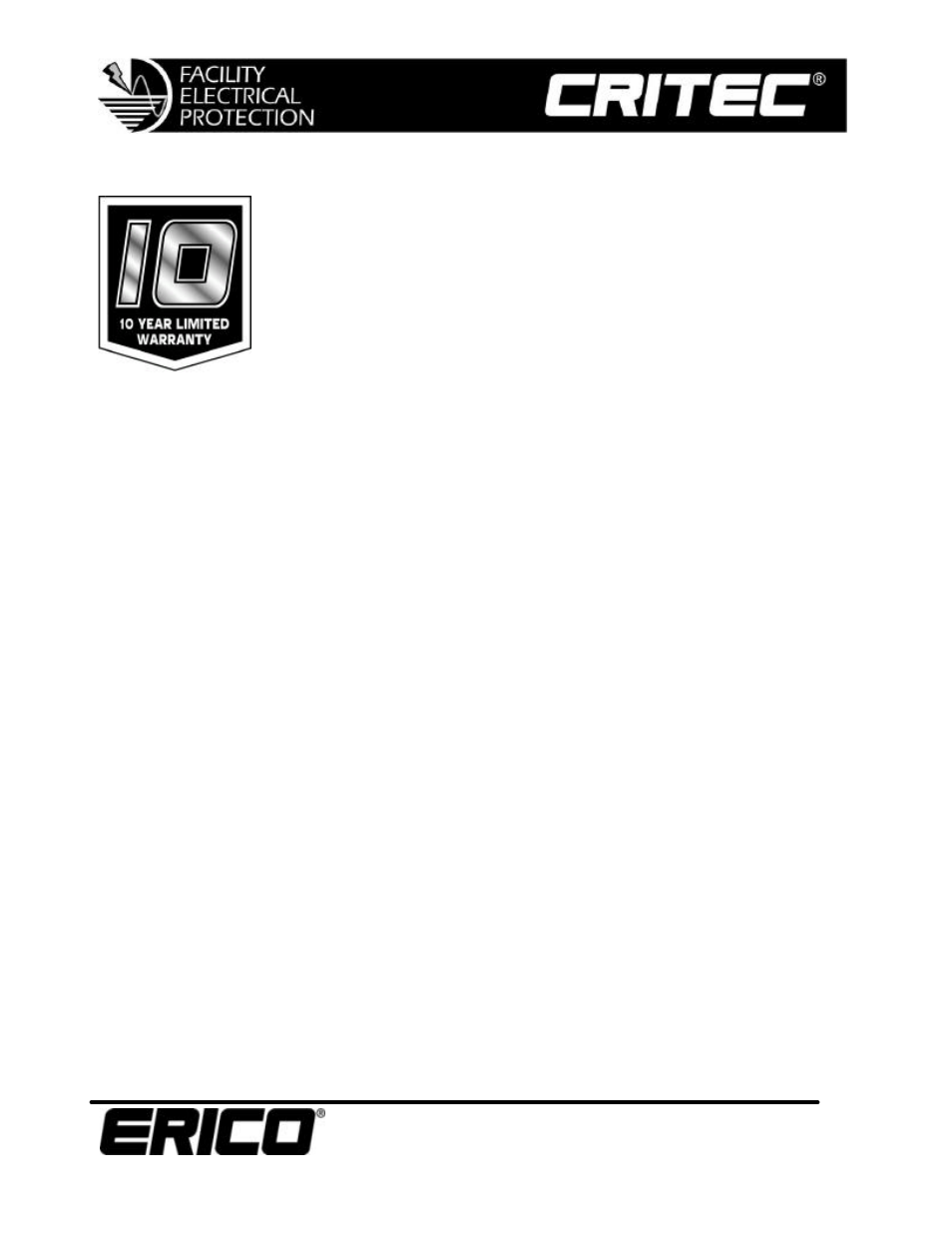 Tdx series 10 year limited warranty | ERICO TDX150 Series User Manual | Page 4 / 4