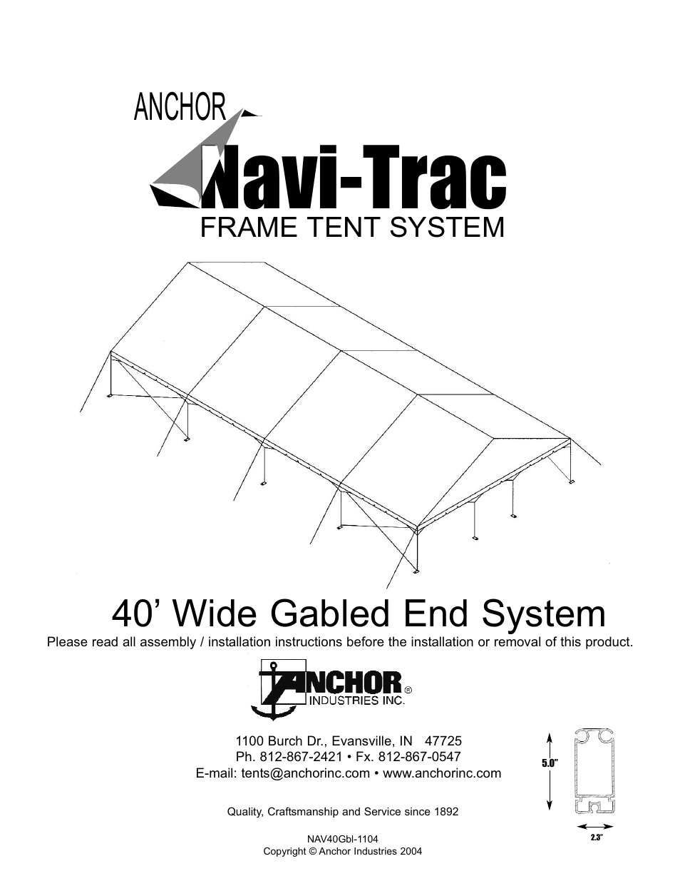 Anchor Industries NAVI-TRAC NAV40GBL-1104 User Manual | 16 pages