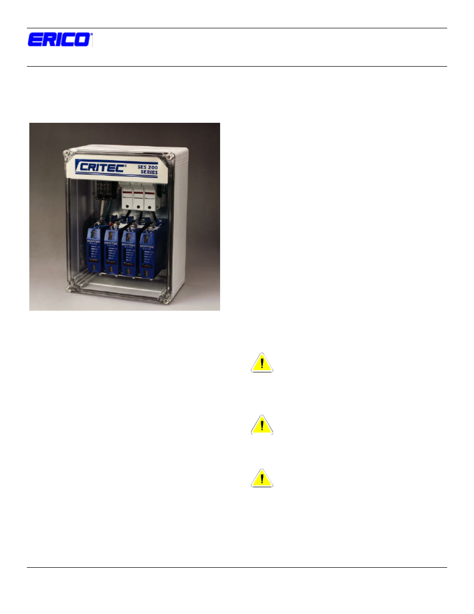 ERICO 200 Series SES User Manual | 4 pages