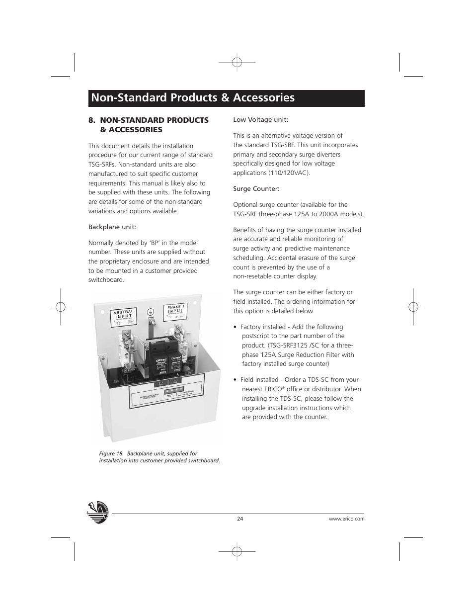 Non-standard products & accessories | ERICO TSG Series Surge Reduction Filters (TSG-RSF) User Manual | Page 24 / 28