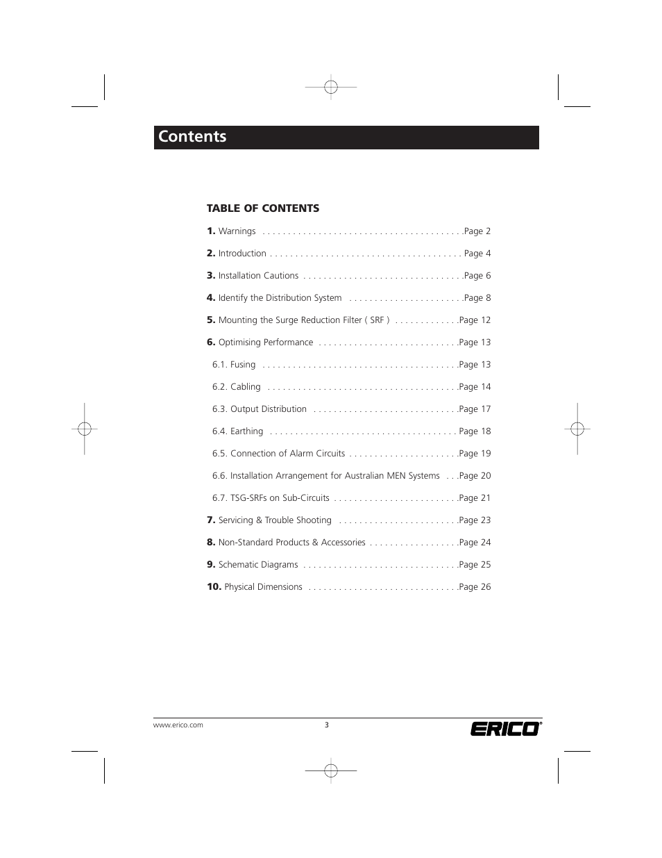 ERICO TSG Series Surge Reduction Filters (TSG-RSF) User Manual | Page 3 / 28