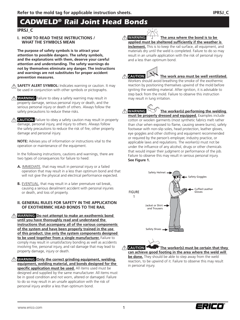 ERICO Rail Joint Head Bonds User Manual | 4 pages