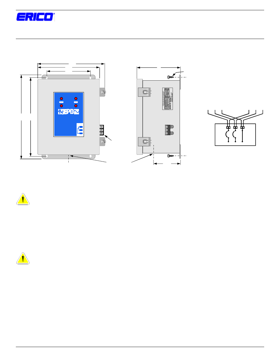 ERICO EPD100HZ120TDF (100Hz, 120 VAC) Fused Primary Surge Protectors User Manual | 3 pages