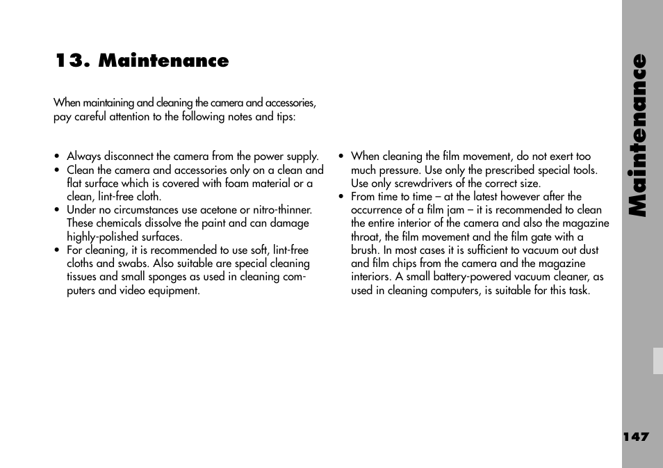 Maintenance | ARRI ARRIFLEX 235 User Manual | Page 147 / 178