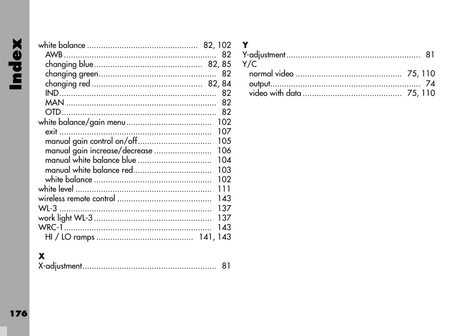 Index | ARRI ARRIFLEX 235 User Manual | Page 176 / 178