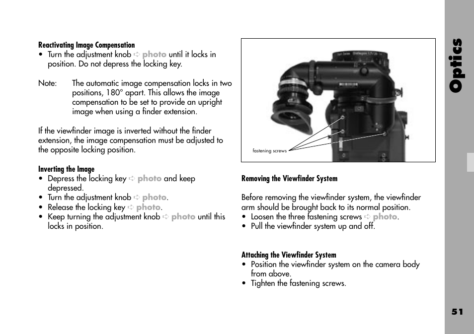 Optics | ARRI ARRIFLEX 235 User Manual | Page 51 / 178