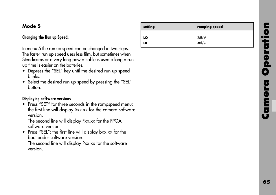 Mode 5, Camera operation | ARRI ARRIFLEX 235 User Manual | Page 65 / 178