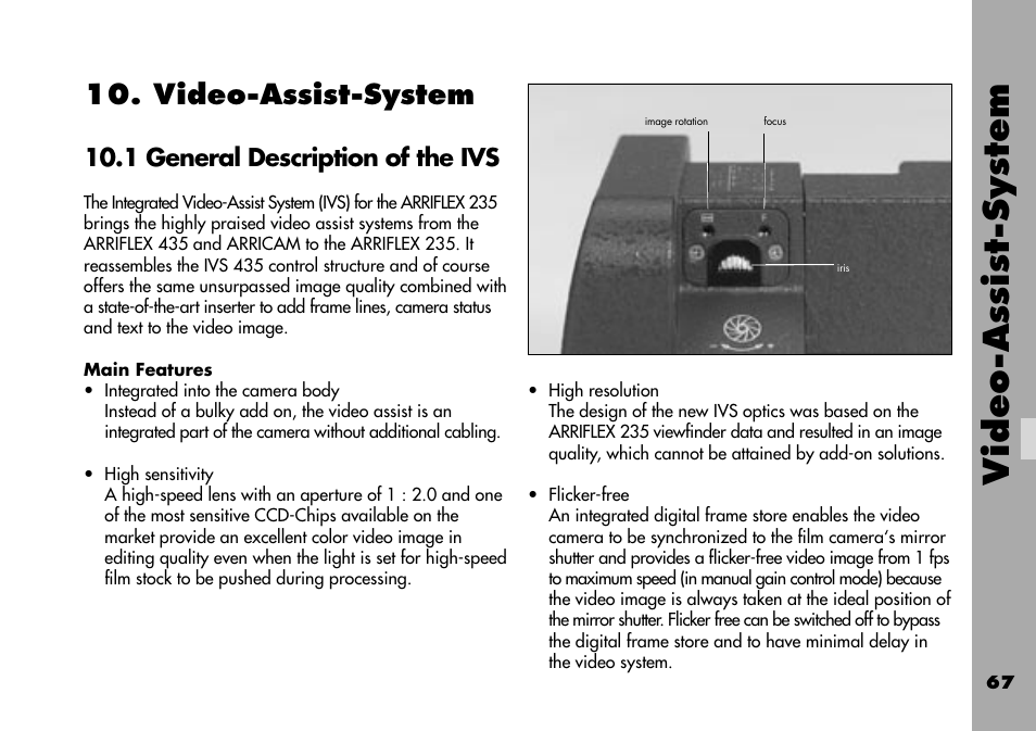 Video-assist-system, 1 general description of the ivs, Main features | ARRI ARRIFLEX 235 User Manual | Page 67 / 178