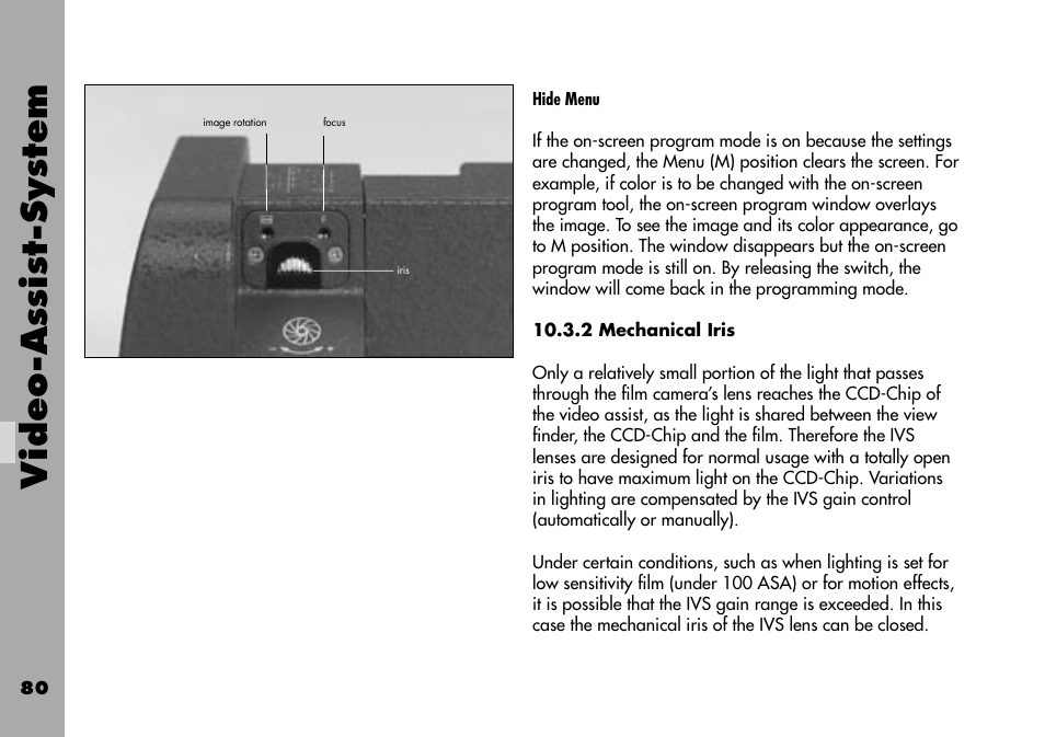 2 mechanical iris, Video-assist-system | ARRI ARRIFLEX 235 User Manual | Page 80 / 178