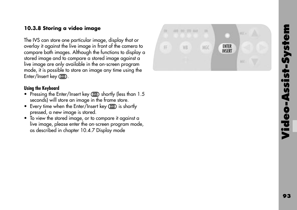 8 storing a video image, Video-assist-system | ARRI ARRIFLEX 235 User Manual | Page 93 / 178