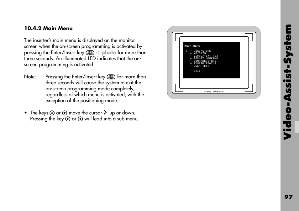 2 main menu, Video-assist-system | ARRI ARRIFLEX 235 User Manual | Page 97 / 178
