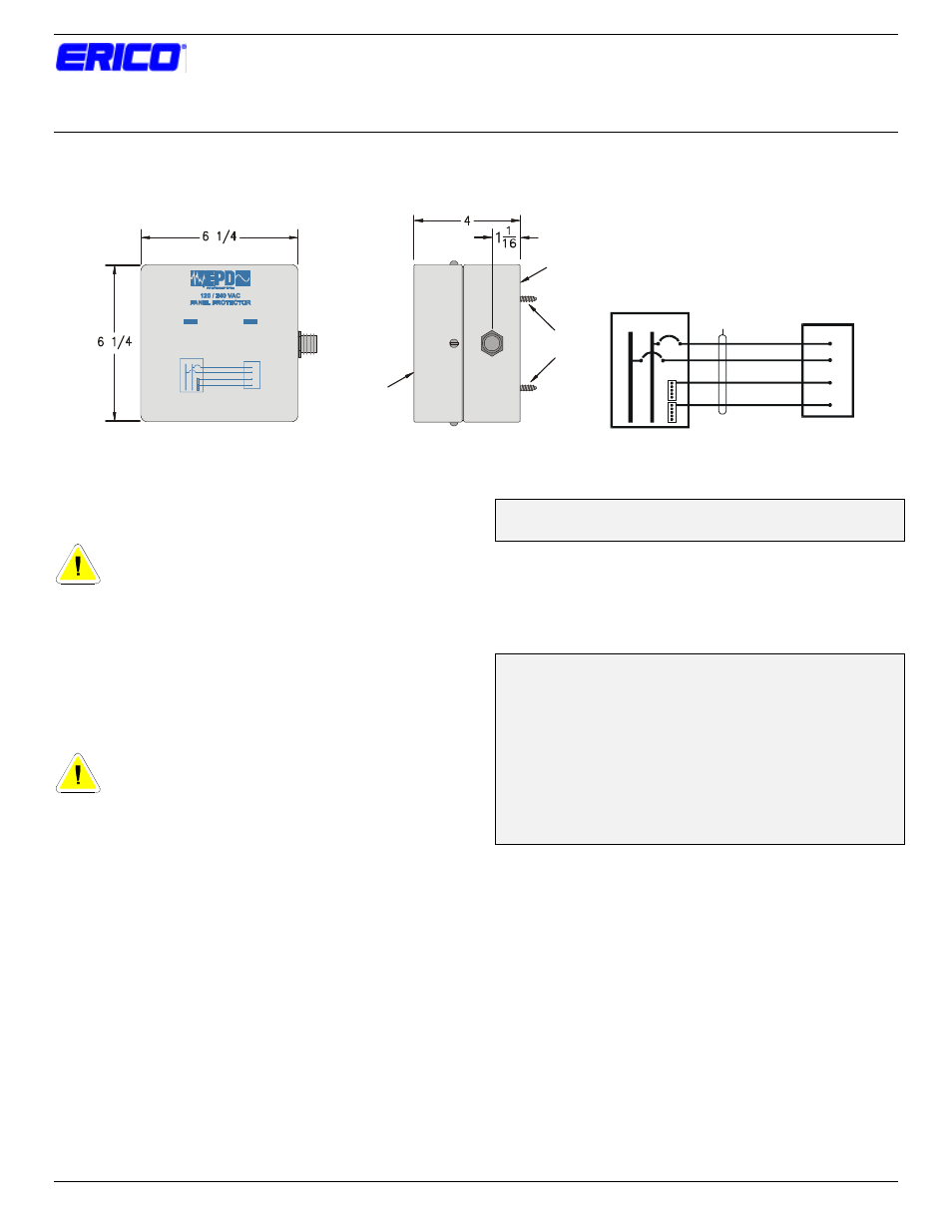 ERICO EPD240TDFL (120/240VAC) Primary Surge Protectors User Manual | 2 pages