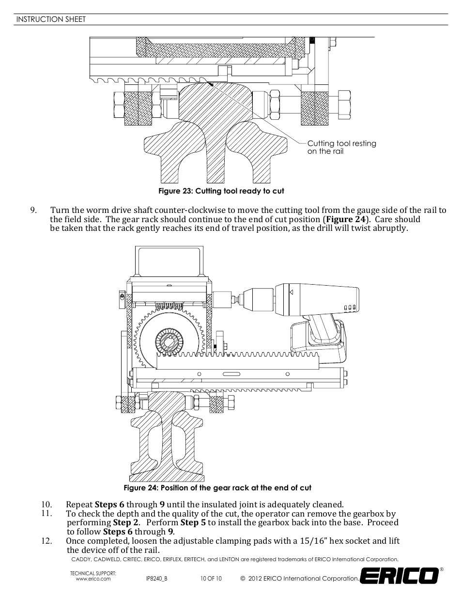 Sheet10, Section view c-c, Section view d-d | ERICO IJS100 Insulated Joint Slotter User Manual | Page 10 / 10