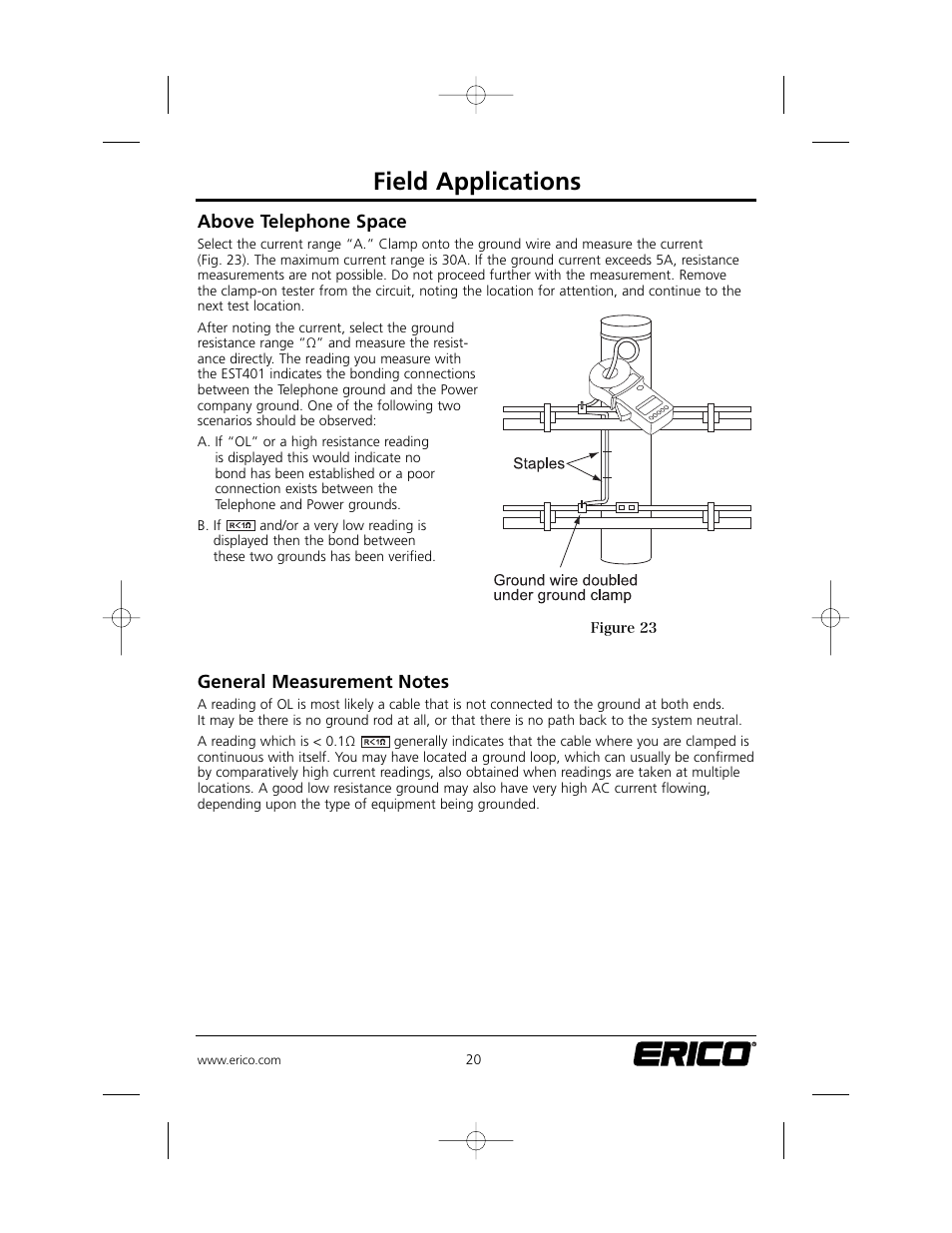 Field applications | ERICO EST401 ERITECH Clamp-on Ground Resistance Tester User Manual | Page 22 / 28
