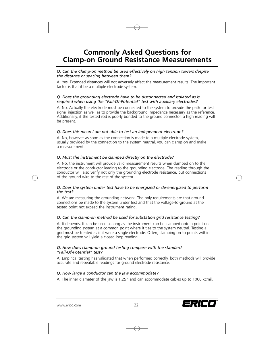 ERICO EST401 ERITECH Clamp-on Ground Resistance Tester User Manual | Page 24 / 28