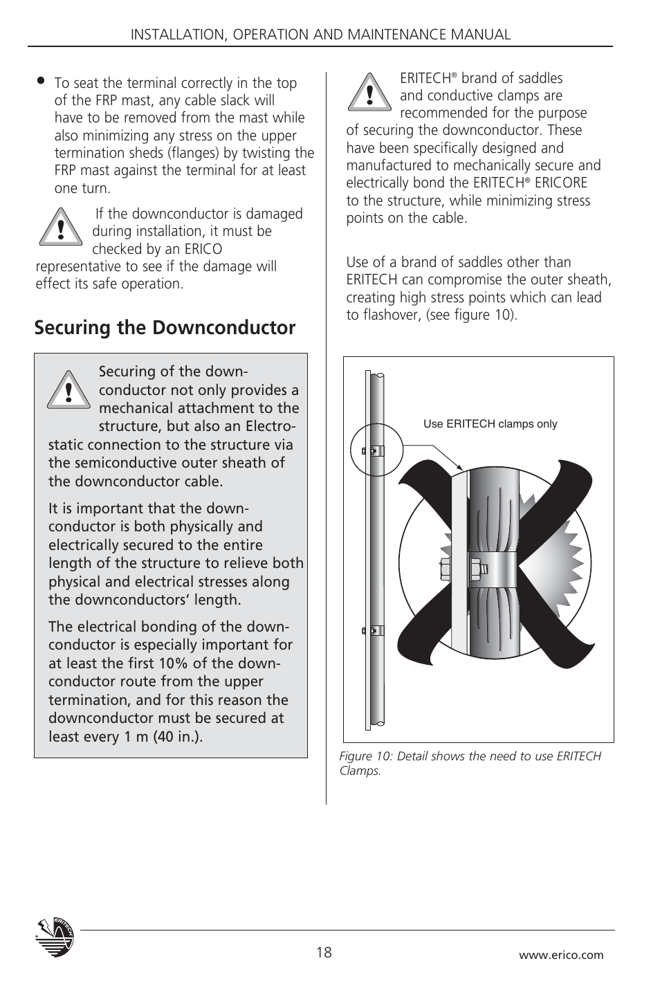 Securing the downconductor | ERICO 3000 ERITECH SYSTEM User Manual | Page 20 / 68