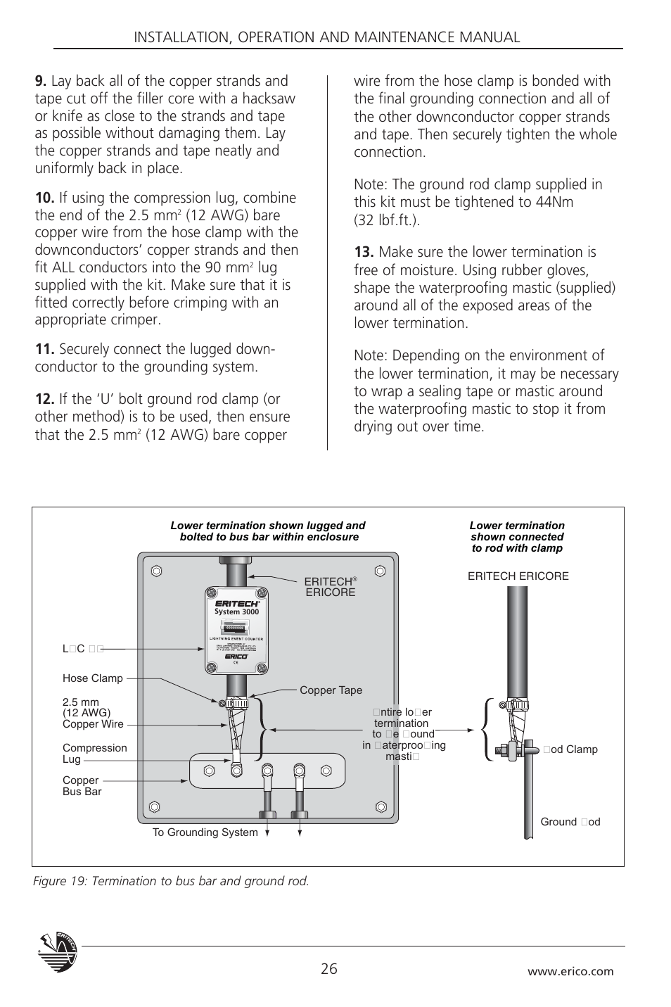 Installation, operation and maintenance manual 26, 12 awg) bare copper | ERICO 3000 ERITECH SYSTEM User Manual | Page 28 / 68