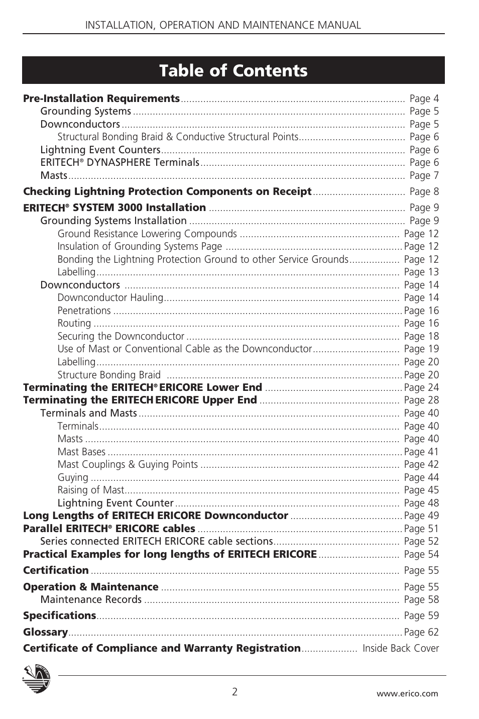 ERICO 3000 ERITECH SYSTEM User Manual | Page 4 / 68
