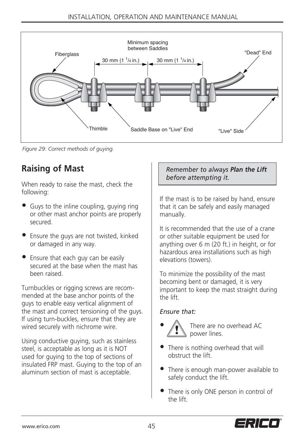Raising of mast | ERICO 3000 ERITECH SYSTEM User Manual | Page 47 / 68