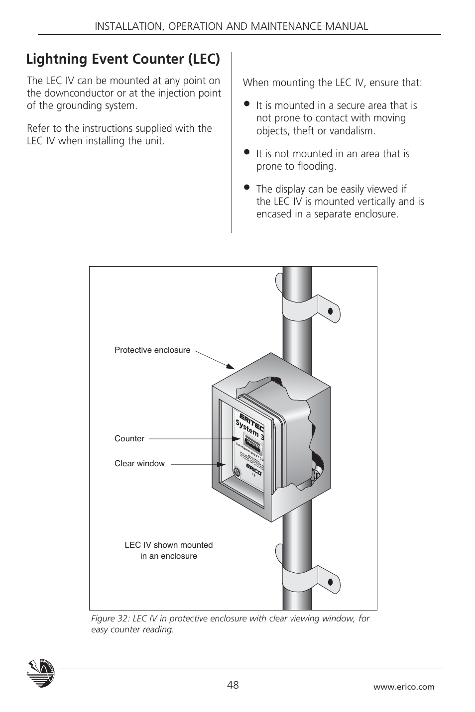 Lightning event counter (lec) | ERICO 3000 ERITECH SYSTEM User Manual | Page 50 / 68