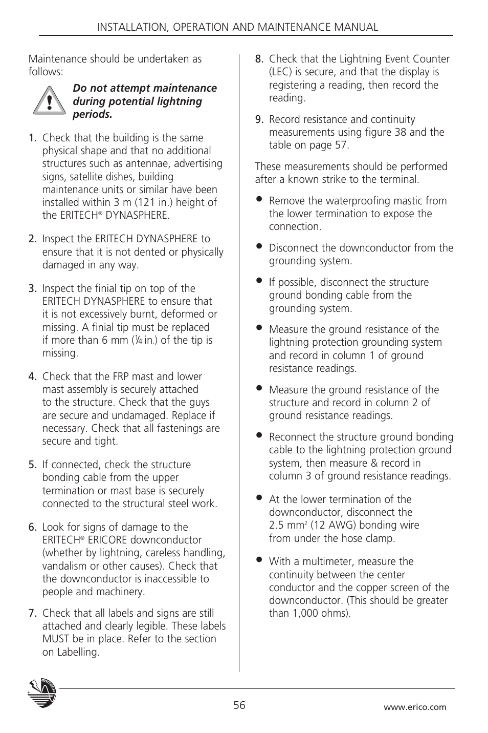 ERICO 3000 ERITECH SYSTEM User Manual | Page 58 / 68