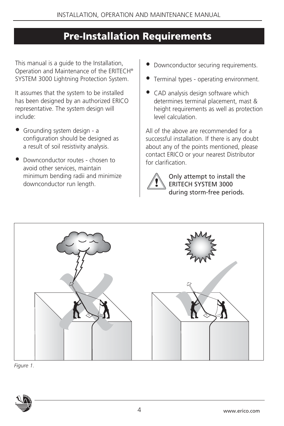 Pre-installation requirements | ERICO 3000 ERITECH SYSTEM User Manual | Page 6 / 68