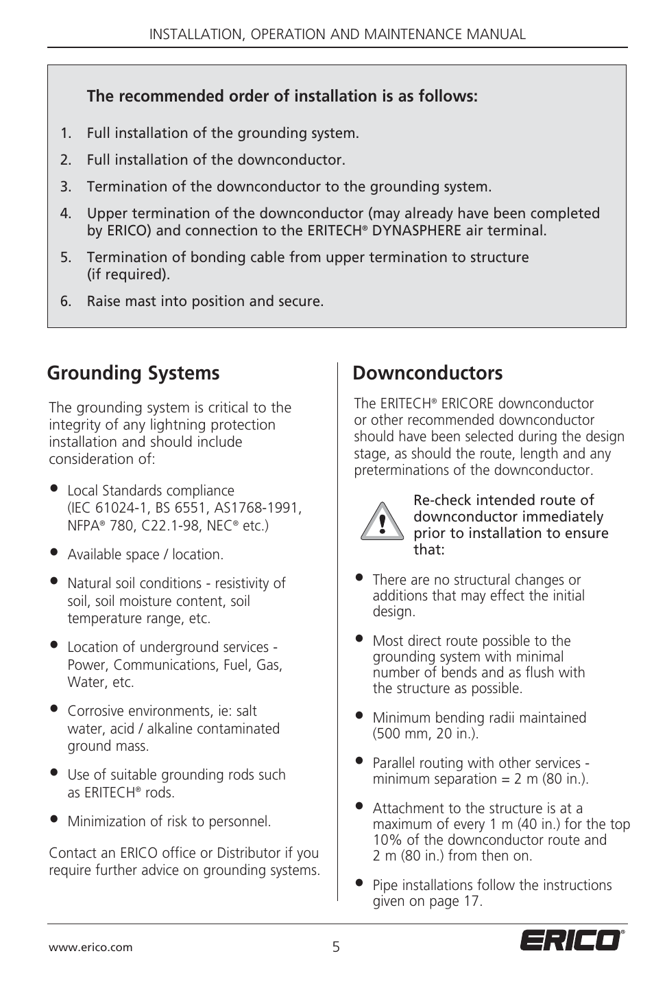 Downconductors, Grounding systems | ERICO 3000 ERITECH SYSTEM User Manual | Page 7 / 68