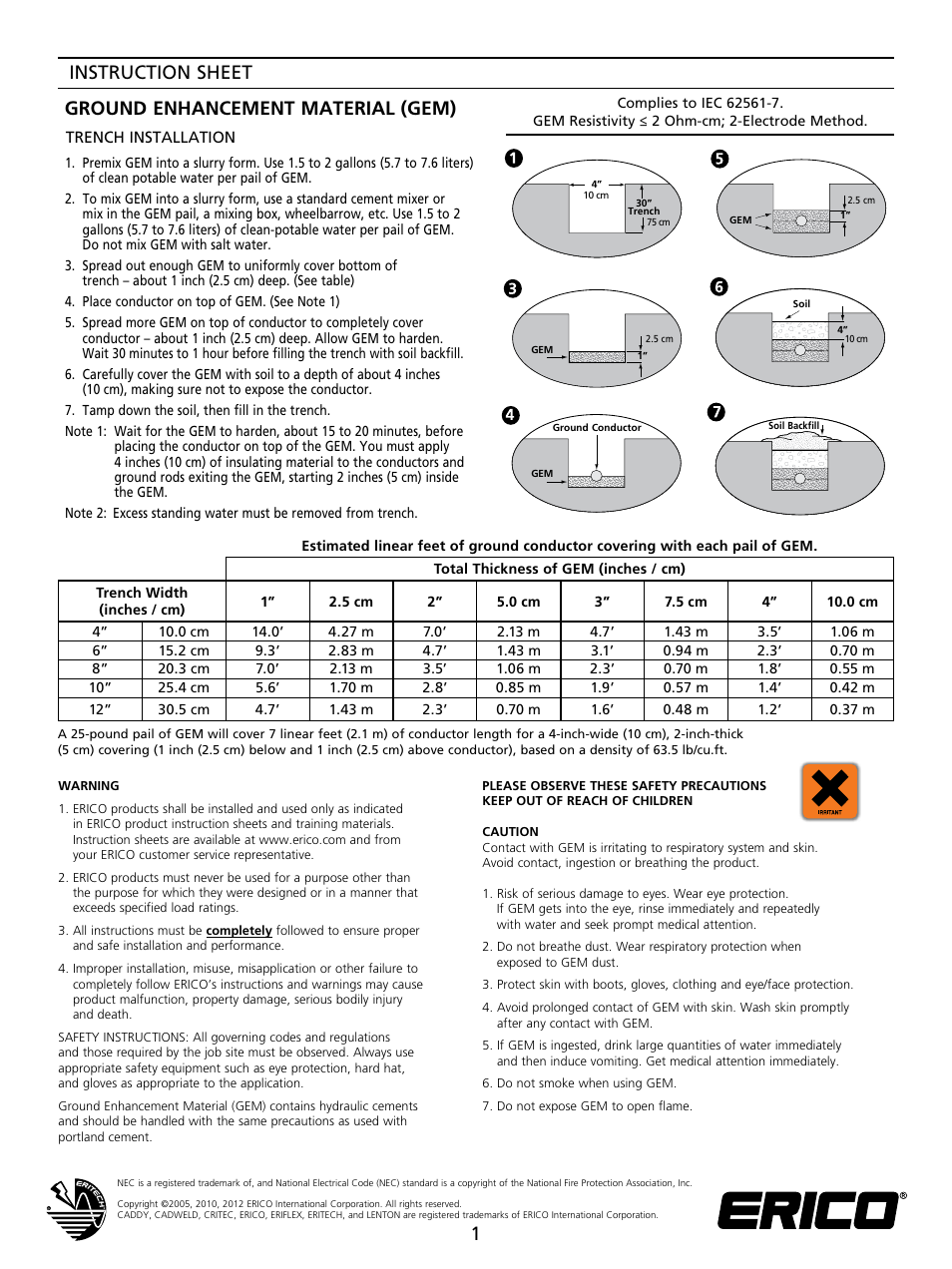 ERICO GEM User Manual | 2 pages