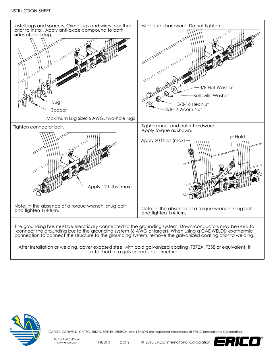 Sht2, Drawing view8, Drawing view9 | Drawing view10, Drawing view11 | ERICO TDSGABC14 Flange Mount Grounding Bus User Manual | Page 2 / 2