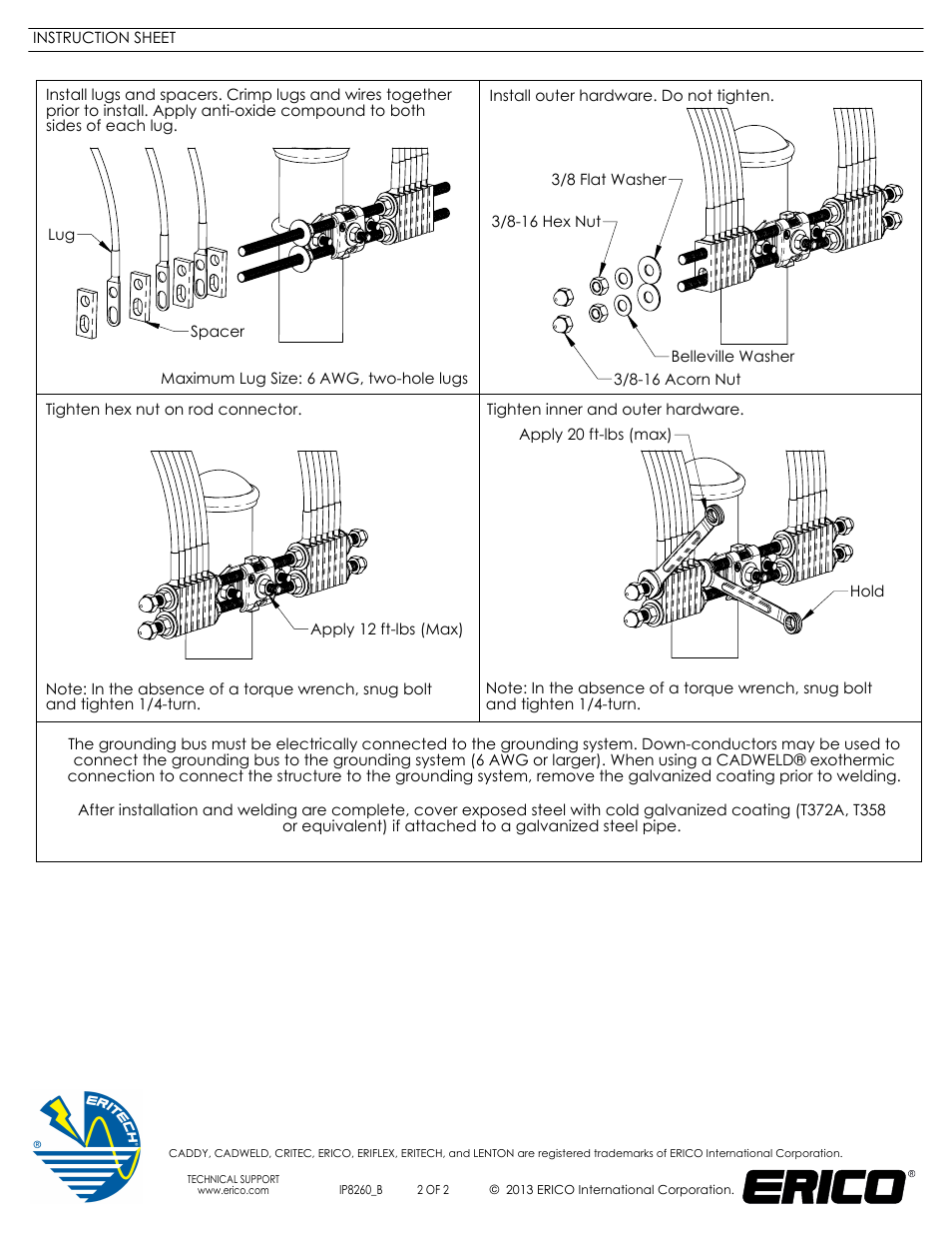 Sht2, Drawing view8, Drawing view9 | Drawing view10, Drawing view16 | ERICO TDSGAPC14 Pipe Mount Grounding Bus User Manual | Page 2 / 2