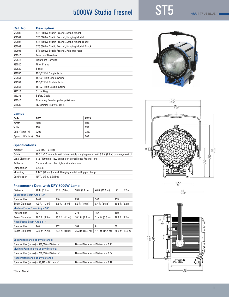 5000w studio fresnel | ARRI Lamphead ARRI TRUE BLUE User Manual | Page 11 / 12