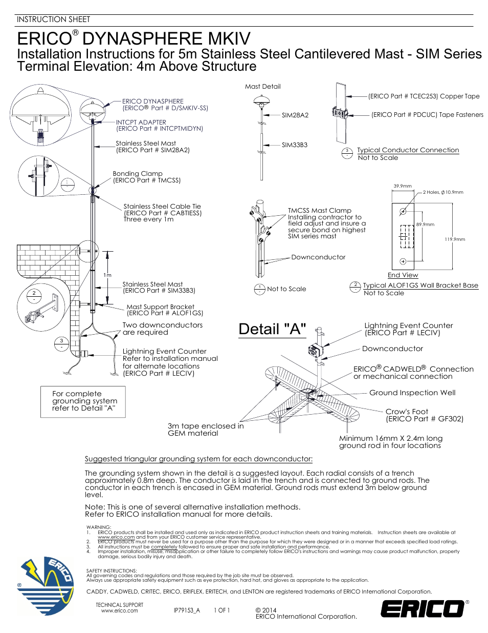 ERICO SIM Series Terminal Elevation: 4m Above Structure User Manual | 1 page
