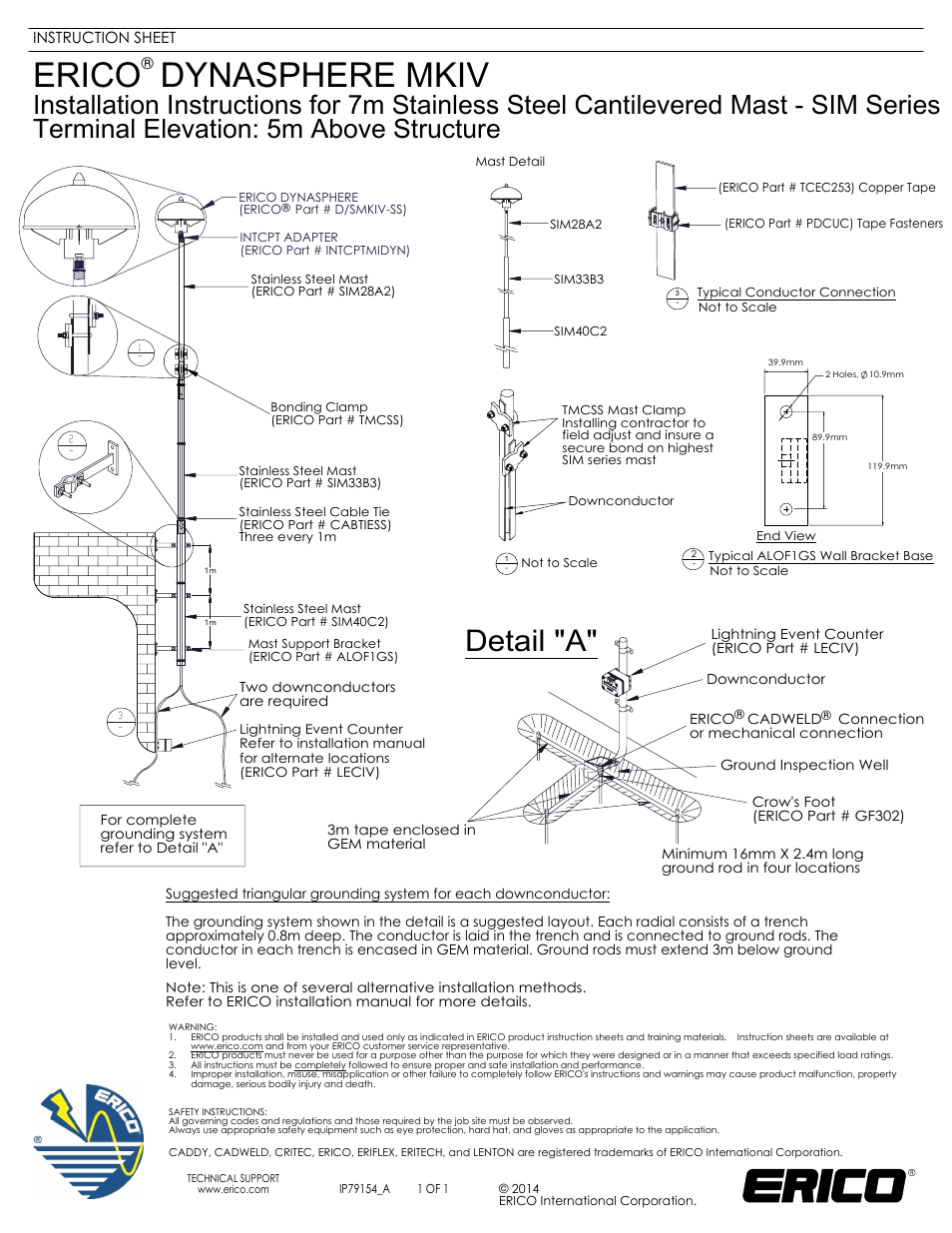 ERICO SIM Series Terminal Elevation: 5m Above Structure User Manual | 1 page