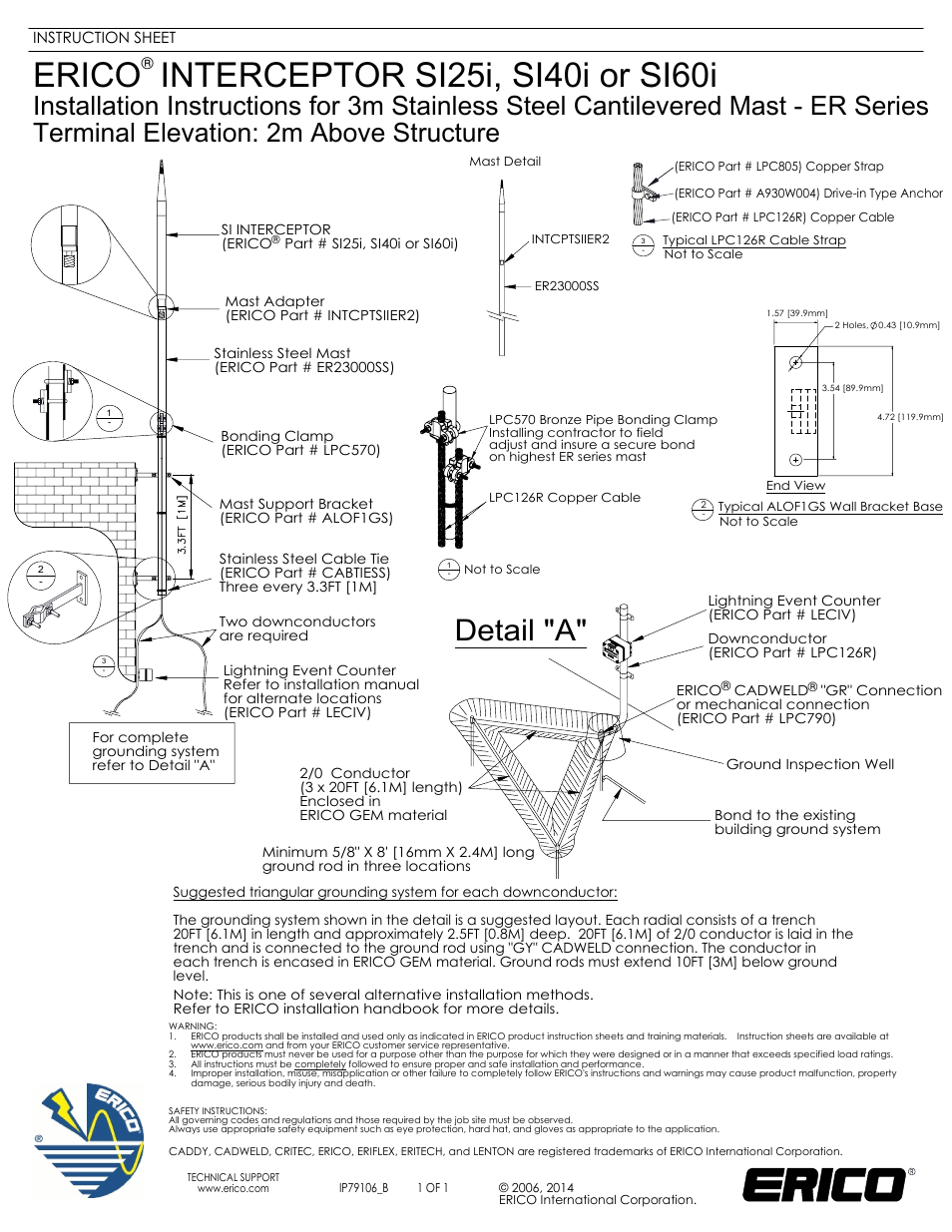 ERICO ER Series 3m Stainless Steel Cantilevered Mast User Manual | 1 page