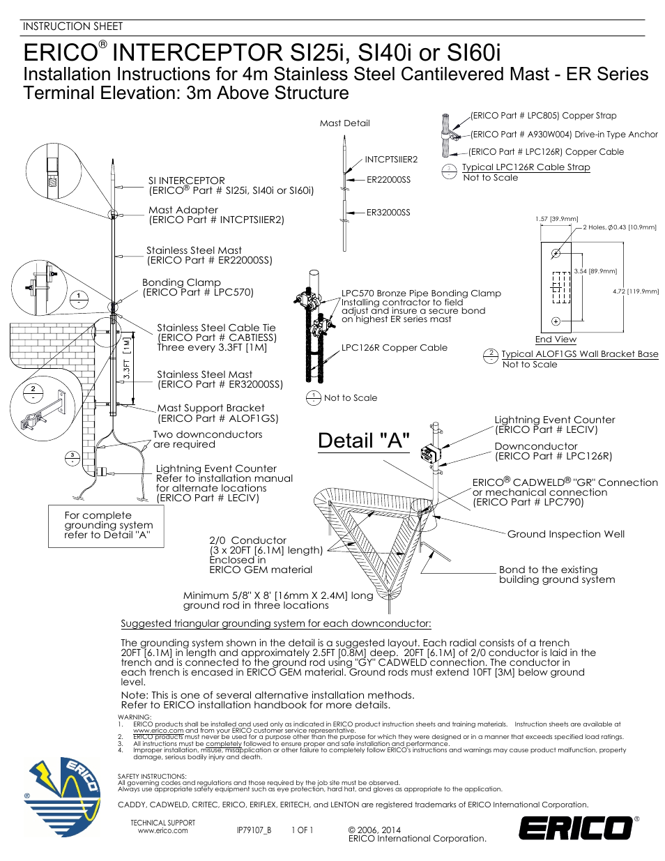 ERICO ER Series 4m Stainless Steel Cantilevered Mast User Manual | 1 page