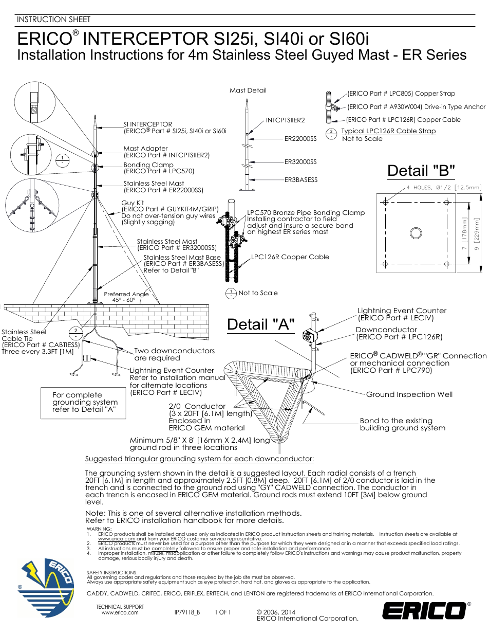 ERICO ER Series 4m Stainless Steel Guyed Mast User Manual | 1 page