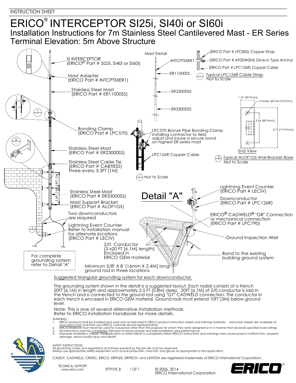 ERICO ER Series 7m Stainless Steel Cantilevered Mast User Manual | 1 page