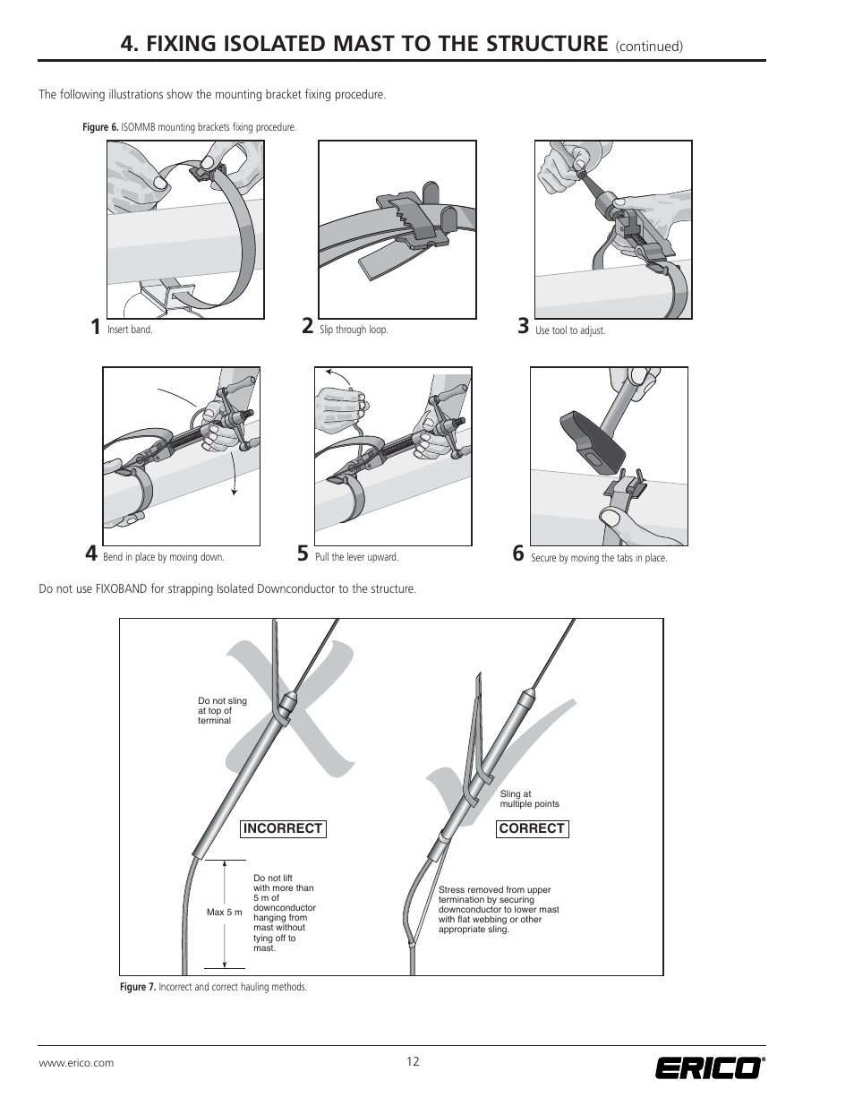 Fixing isolated mast to the structure | ERICO ISODC Isolated Downconductor System User Manual | Page 12 / 20