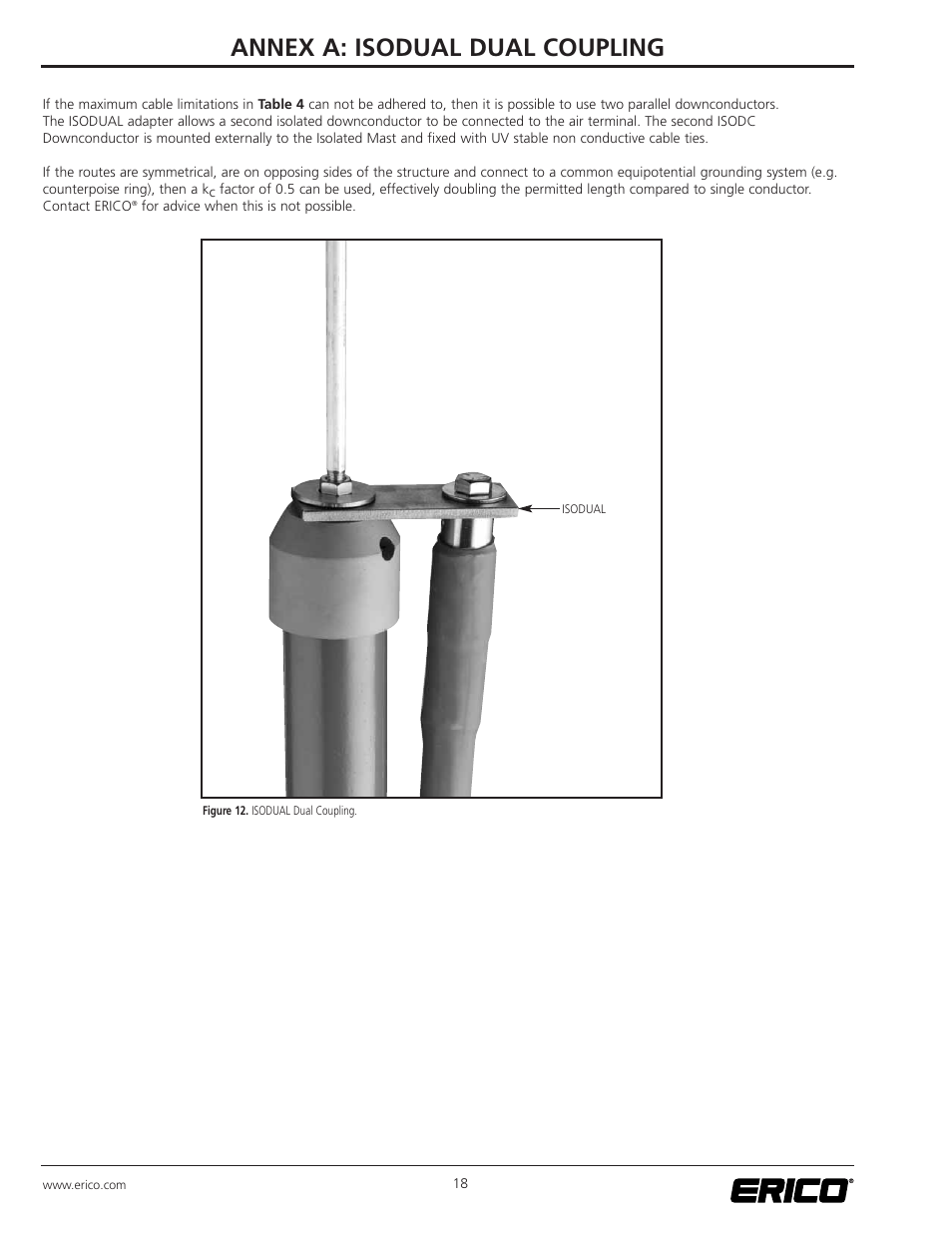 Annex a: isodual dual coupling | ERICO ISODC Isolated Downconductor System User Manual | Page 18 / 20