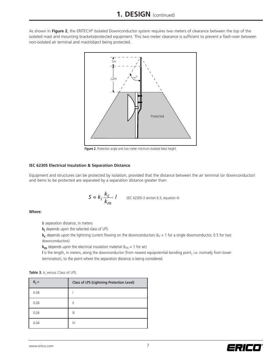 Design, S = k | ERICO ISODC Isolated Downconductor System User Manual | Page 7 / 20