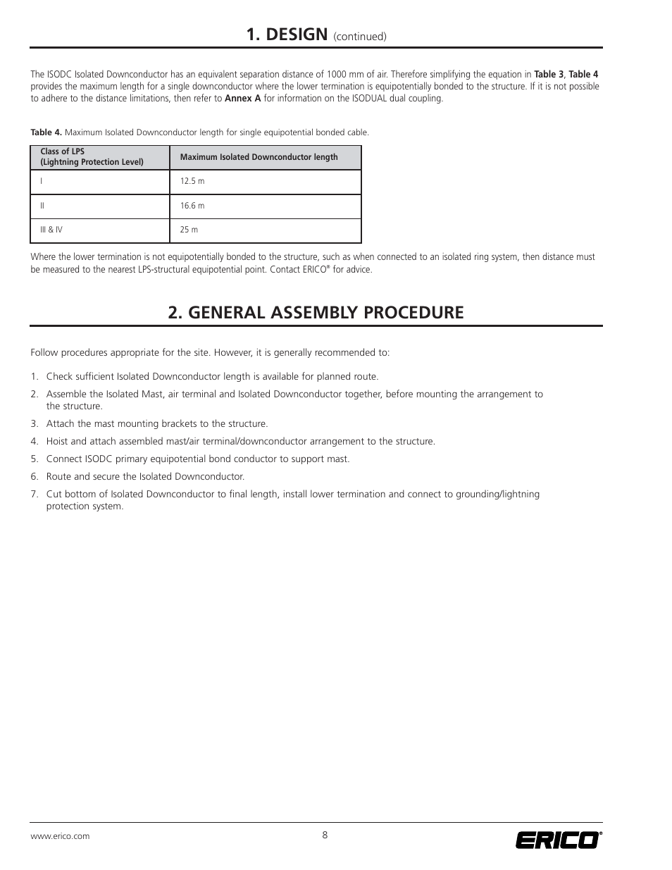 Design, General assembly procedure | ERICO ISODC Isolated Downconductor System User Manual | Page 8 / 20