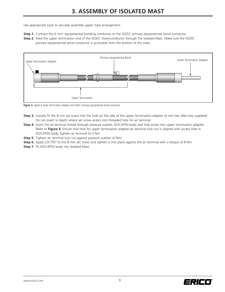 Assembly of isolated mast | ERICO ISODC Isolated Downconductor System User Manual | Page 9 / 20