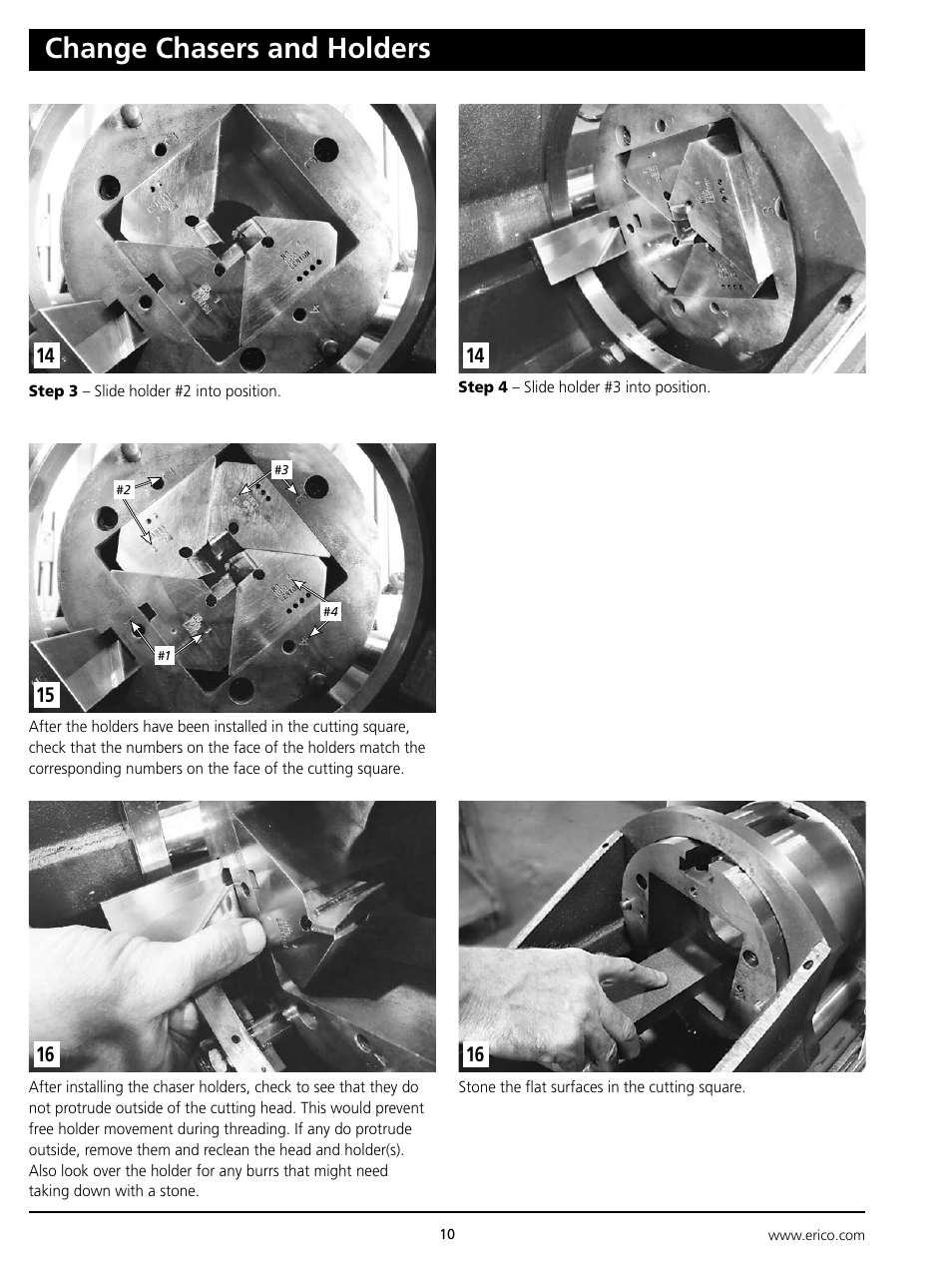 Change chasers and holders | ERICO ELAT100 LENTON Automatic Threader User Manual | Page 10 / 28