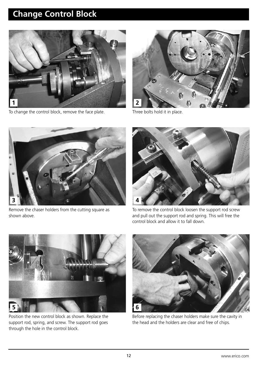 Change control block | ERICO ELAT100 LENTON Automatic Threader User Manual | Page 12 / 28