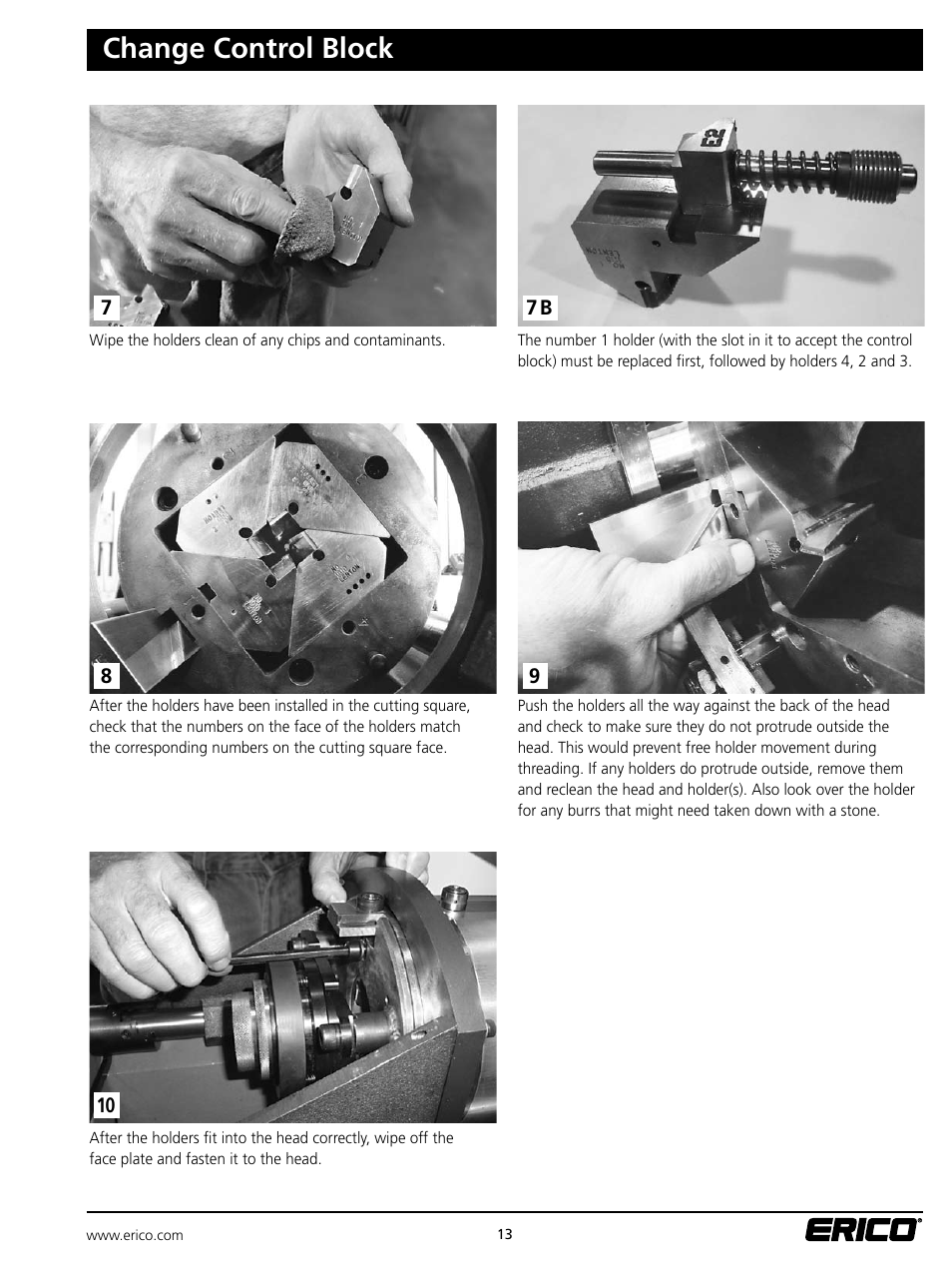 Change control block | ERICO ELAT100 LENTON Automatic Threader User Manual | Page 13 / 28