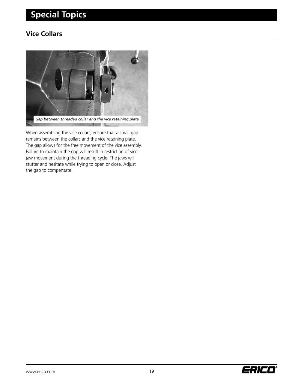 Special topics, Vice collars | ERICO ELAT100 LENTON Automatic Threader User Manual | Page 19 / 28