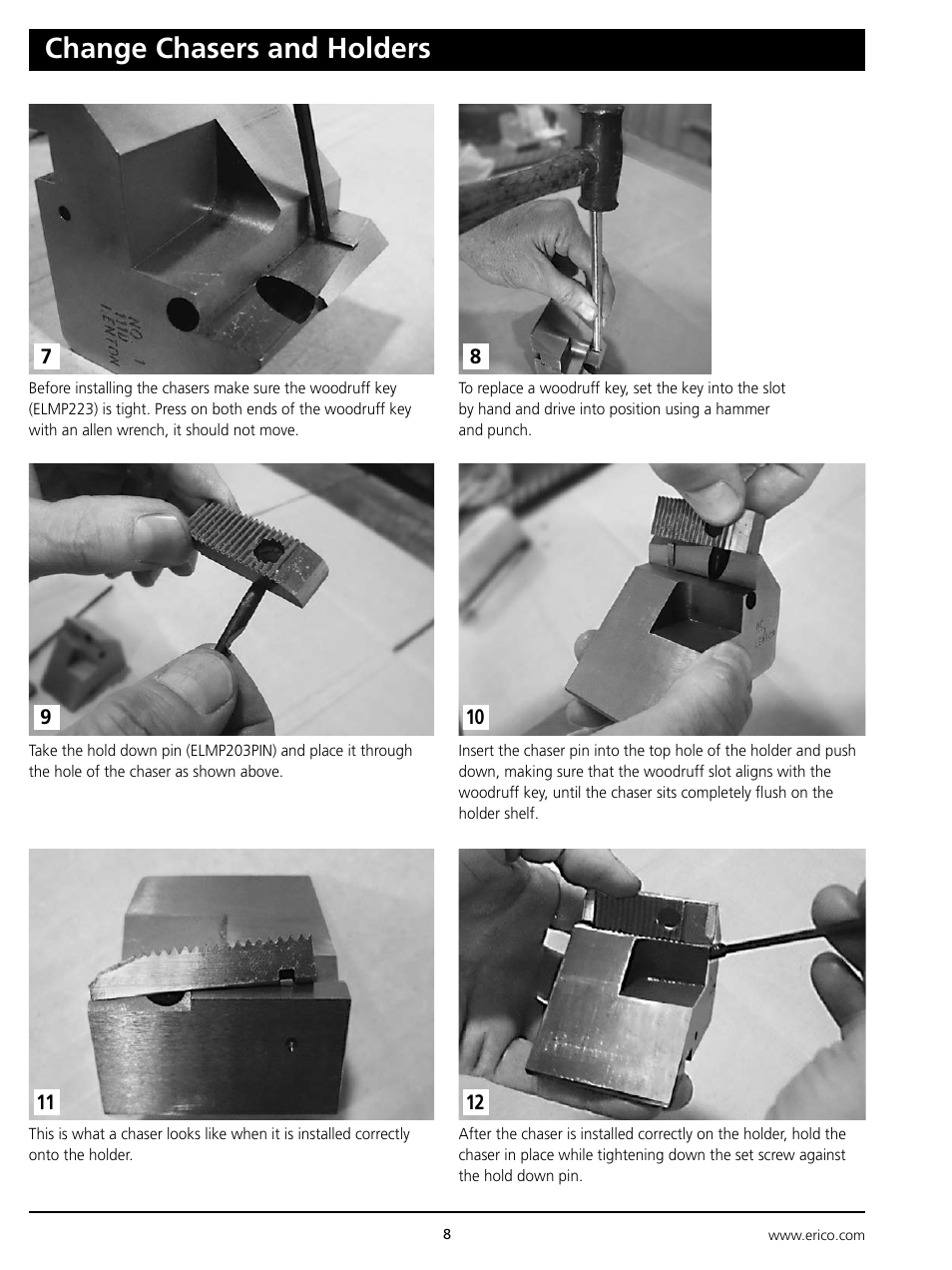Change chasers and holders | ERICO ELAT100 LENTON Automatic Threader User Manual | Page 8 / 28