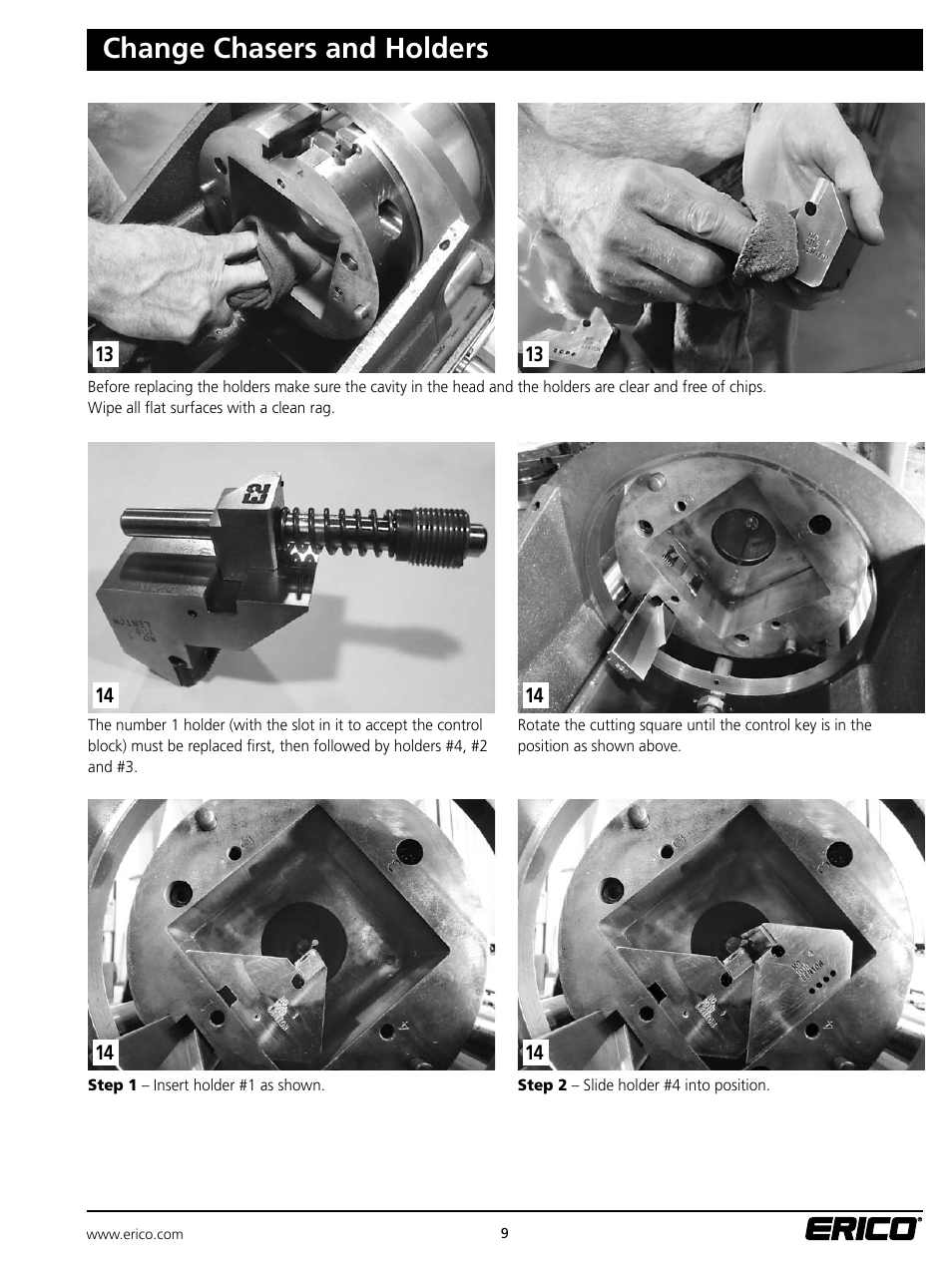 Change chasers and holders | ERICO ELAT100 LENTON Automatic Threader User Manual | Page 9 / 28
