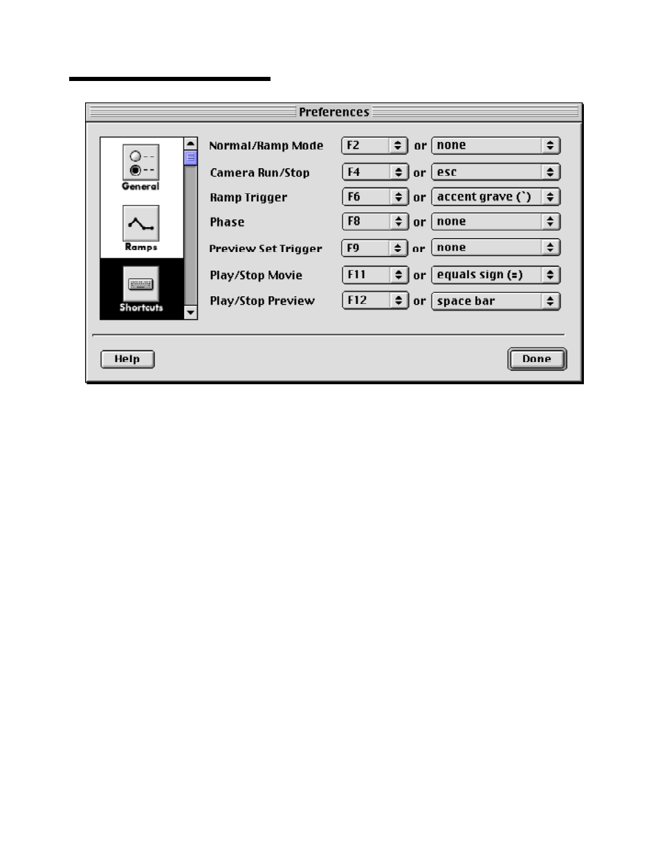Preferences - shortcuts | ARRI Ramp Preview Controller User Manual | Page 40 / 46